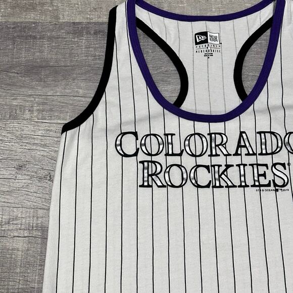 5th & Ocean Colorado Rockies Racerback Tank Top Juniors M White Cotton MLB - Picture 3 of 7